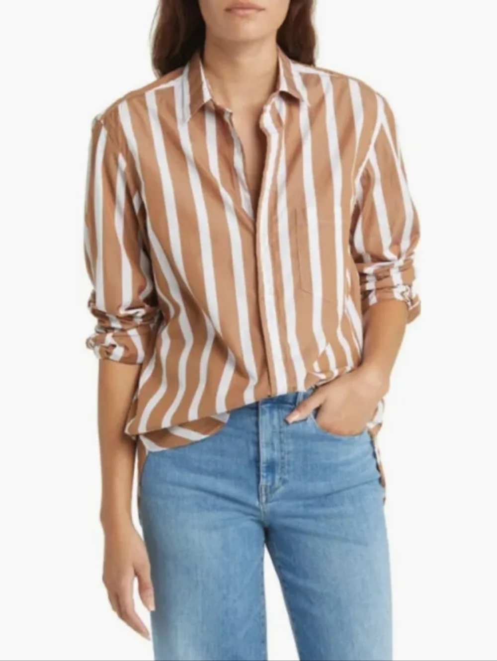 Frank & Eileen Joedy Stripe Boyfriend Button Up Shirt 100% Cotton Small - Picture 13 of 13